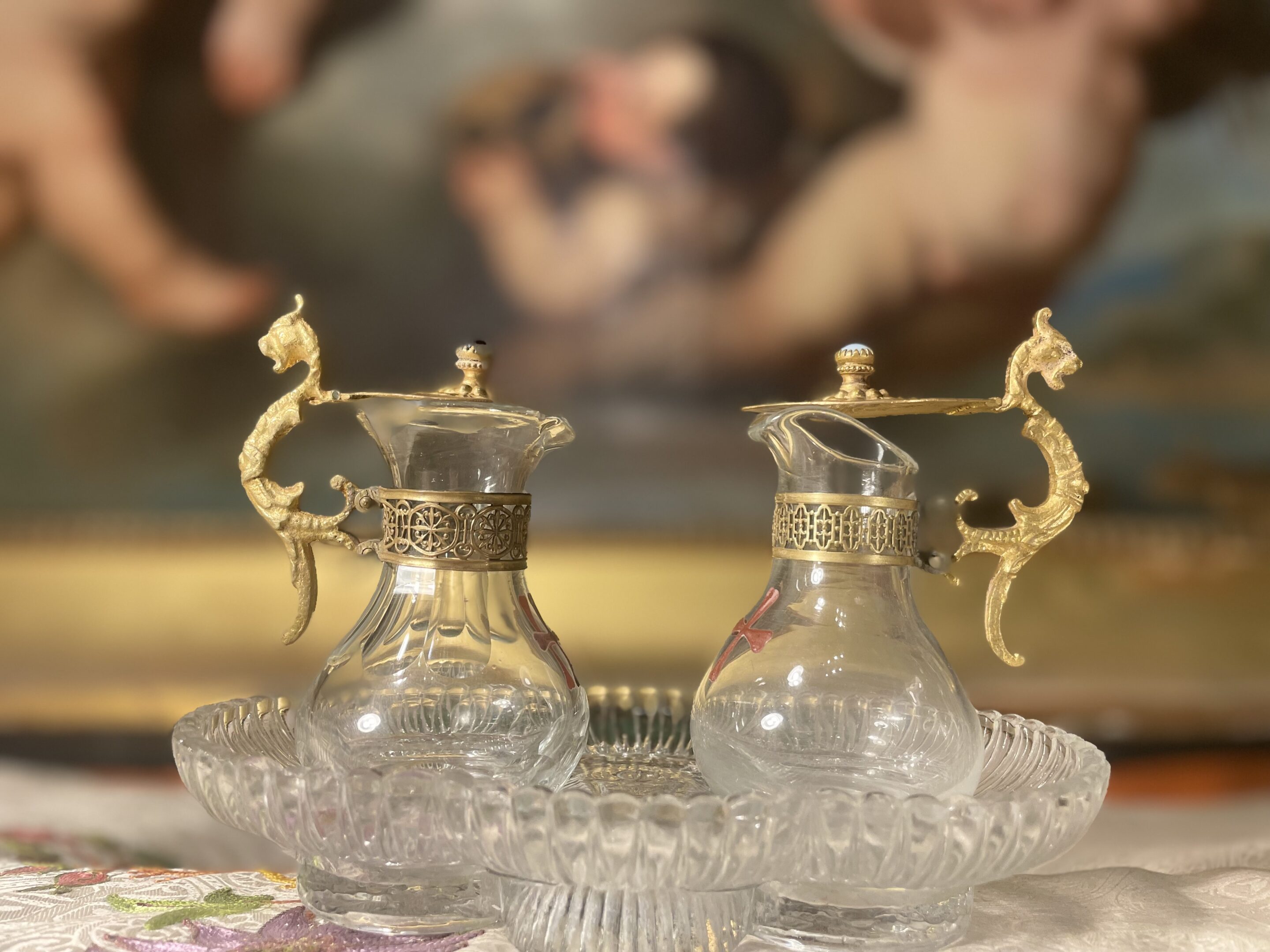 Burettes d’Eglise et leur plateau XIXe Le Jardin des moines