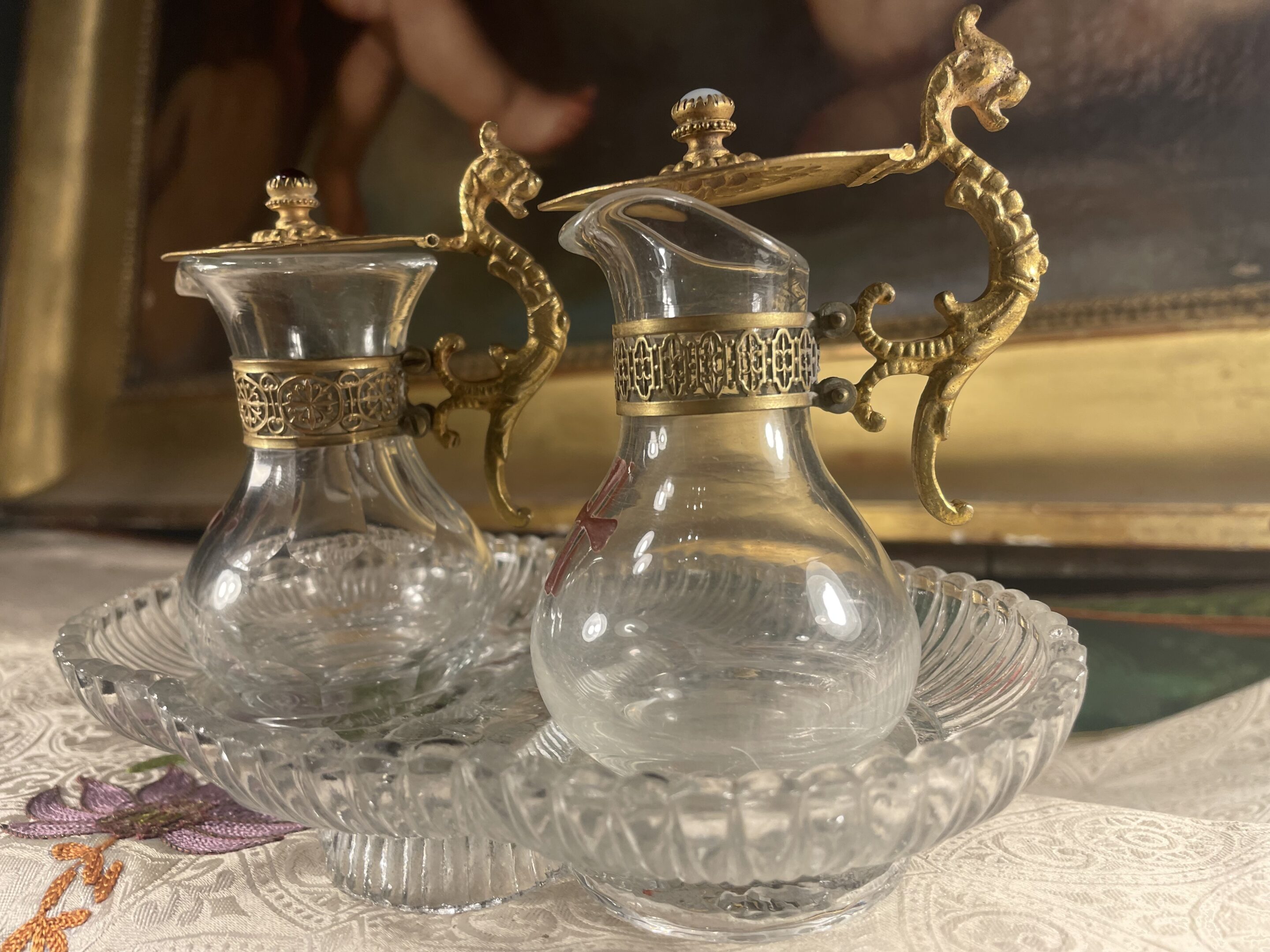 Burettes d’Eglise et leur plateau XIXe Le Jardin des moines